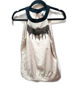 H&M Blouse Size 4 Beaded Women's  Mob Wife Glam Party Girl Sleeveless Soft Top